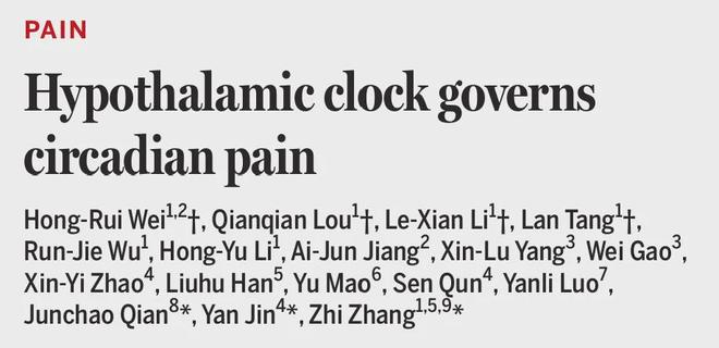 疼痛为何在晚上更明显？中科大最新Science：揭开疼痛昼夜差异的神经机制(图1)